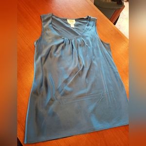 Talbots peacock blue silk satin camisole with pretty neck pleating